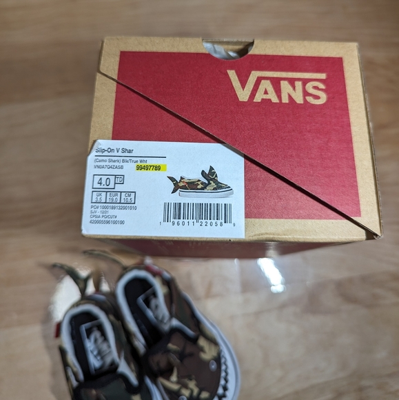 Vans Slip-On V Shark Skate Shoe - Baby / Toddler - Camo Size 4.0TD - Picture 11 of 12
